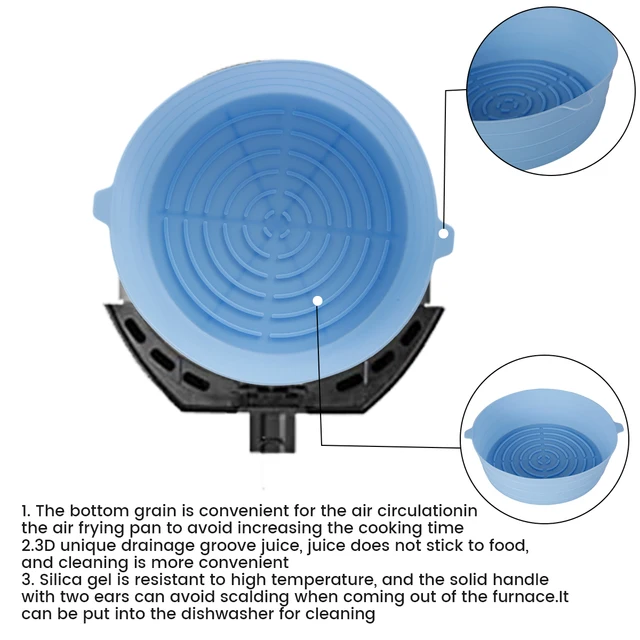 2/3Db Air Stryer Silicone Pock Fogantyúval Újrahasznosítható Levegő Sütő Bélés Hőálló Szilikon Kosár 7,5 Hüvelykes Kerek - Image 5
