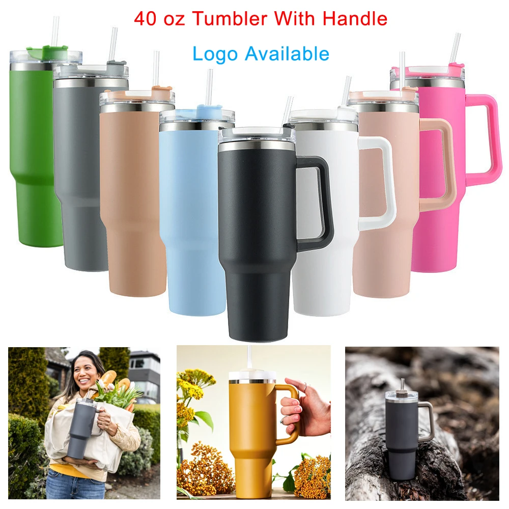 40oz Vacuum Tumbler Insulated With Lid and Straws Stainless Steel Coffee  Tumbler