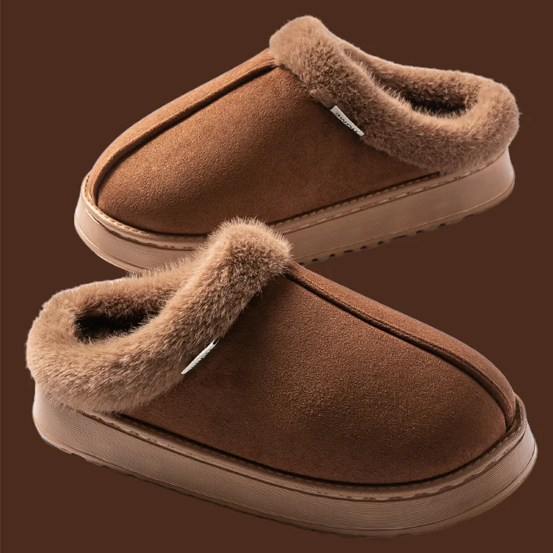 Thick Plush Winter Warm  Men's Cotton Slippers Indoor Flat Shoes Fashionable Outwear Thick Male Home Slippers Autumn and Winter — view 3