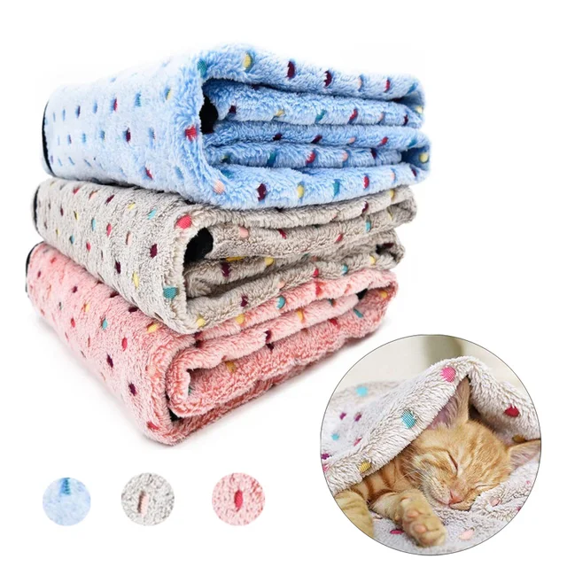 Soft Fluffy Pet Blanket Cute Dot Pattern Cozy Warm Blanket for Cat Dogs Bed Small Large Dogs Mat Cover Pet Supplies 2