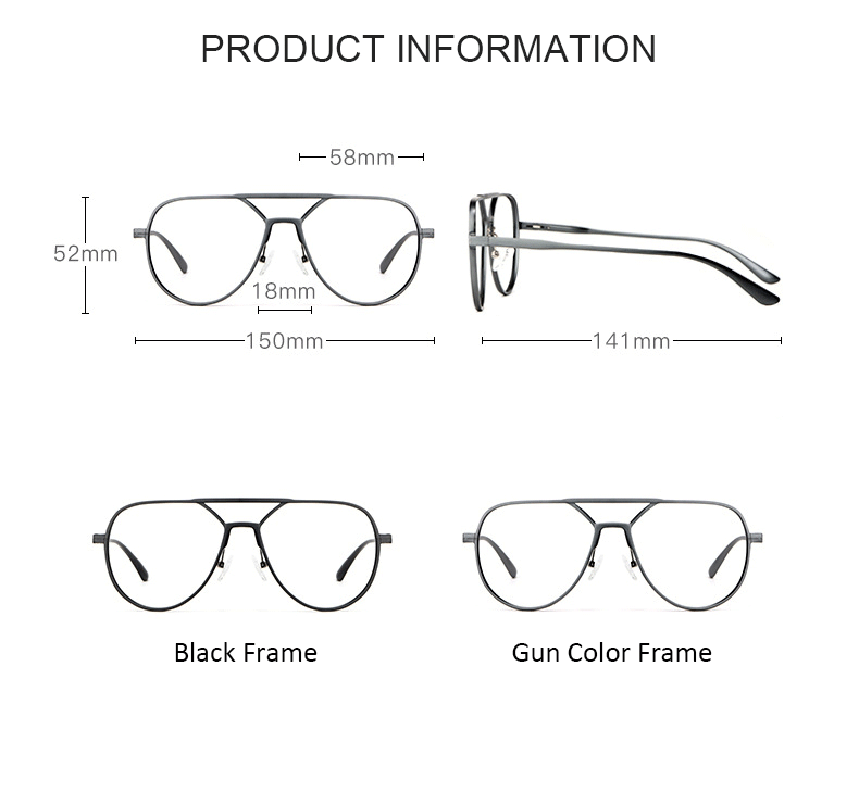 Reines Titan ultraleichte Doppels trahl große Brille Rahmen Männer Pilot dekorative Brillen Rezept Myopie optische Brillen – Detail 12