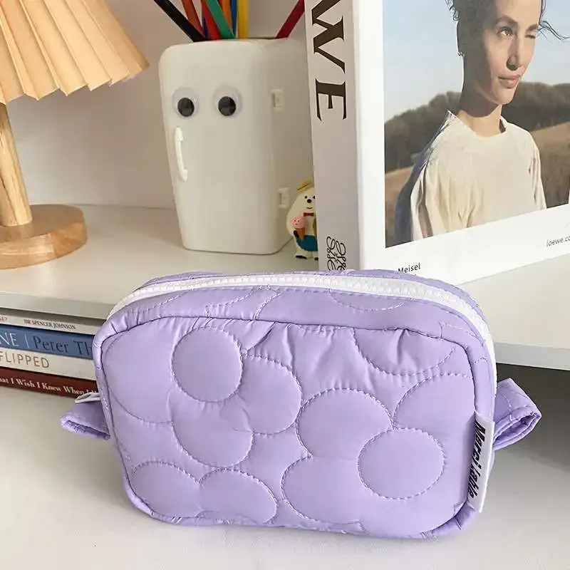 Ins Cute Fabric Pouch Bags Candy Color Cosmetic Bag for Women Girls Airpods Stationery Pencil Zipper Jewelry Kawaii Makeup Pouch 2