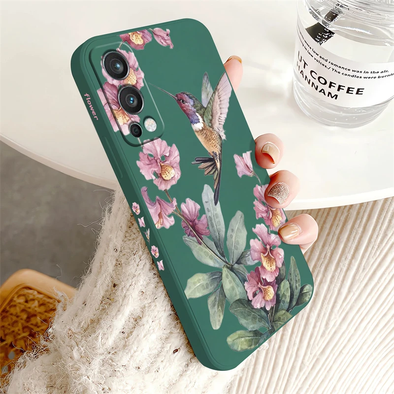 Soft Silicone Shockproof Case with Floral Bird Print