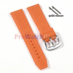 Premium Silicone Waterproof Sport Watch Band with Pin Buckle - Soft Rubber Strap - 18mm (Orange)