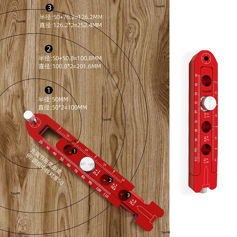 Multifunktions-Anreißwerkzeug, DIY Scriber Line Maker, tragbares Aluminium-Kompass-Anreißwerkzeug für die Holzbearbeitung, Kreismarkierungslehre