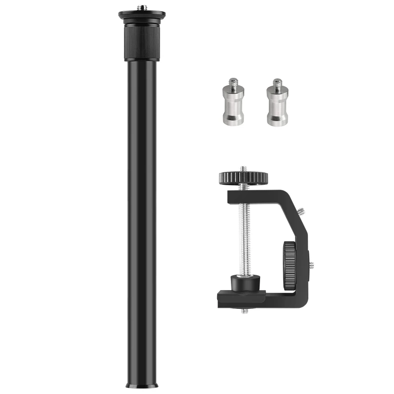 PULUZ C Clamp Camera Mount Light Stand Telescopic Extension Tube Central Shaft Metal Rod Monopod Holder Kit, Rod Length: 33-60cm