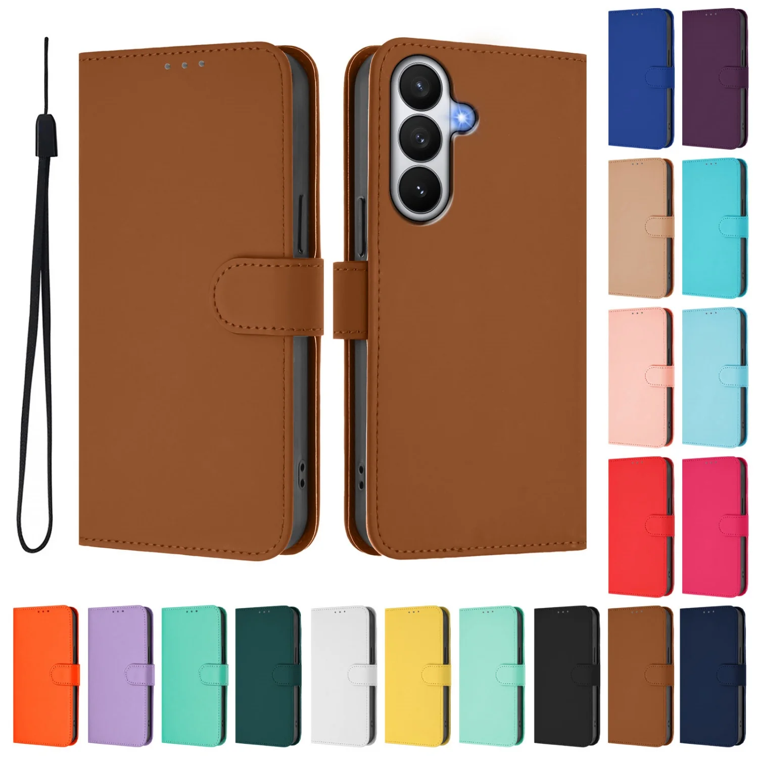 Luxury PU Leather Flip Phone Wallet Cover with Holder