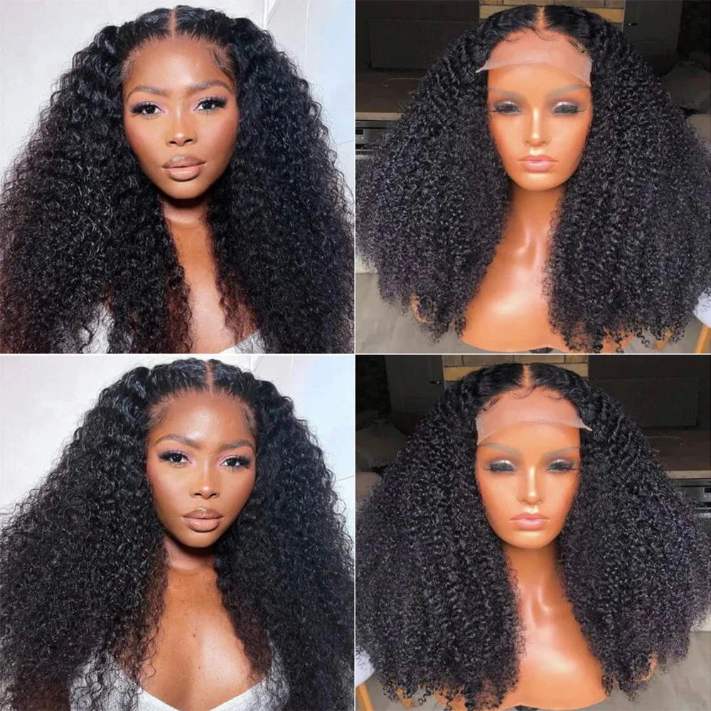 Kinky Curly Human Hair Lace Front Wig 13x4 for Women 180% 200% Density