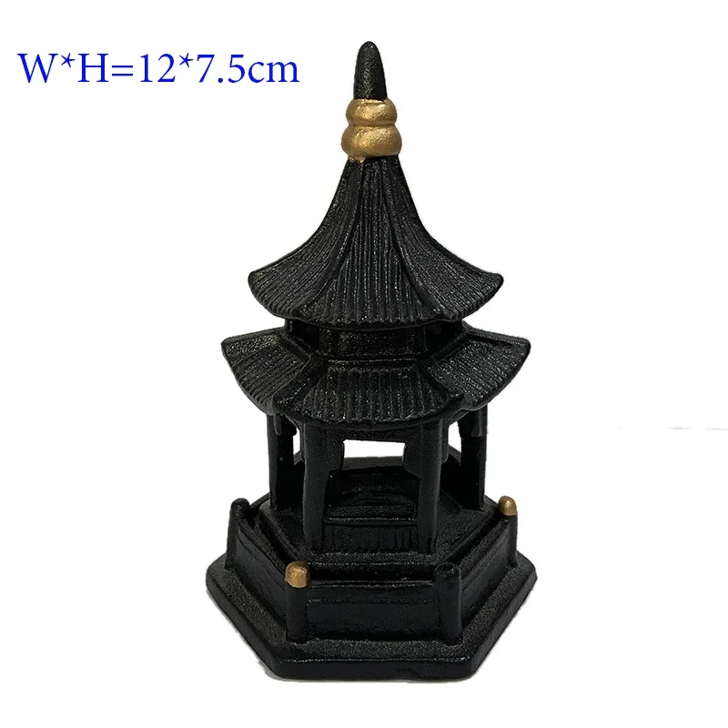 Tea Pet Ornaments Octagonal Pagoda Feng Shui Mini Garden Accessories Ceramic Decorations for Home Decore Black Tea Play images - 6