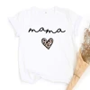 Mama Mimi Leopard Heart Print Family Matching Clothes Mother & Daughter Short Sleeve Outfit Shirt Fashion Mom Girl T-shirt Tops 5