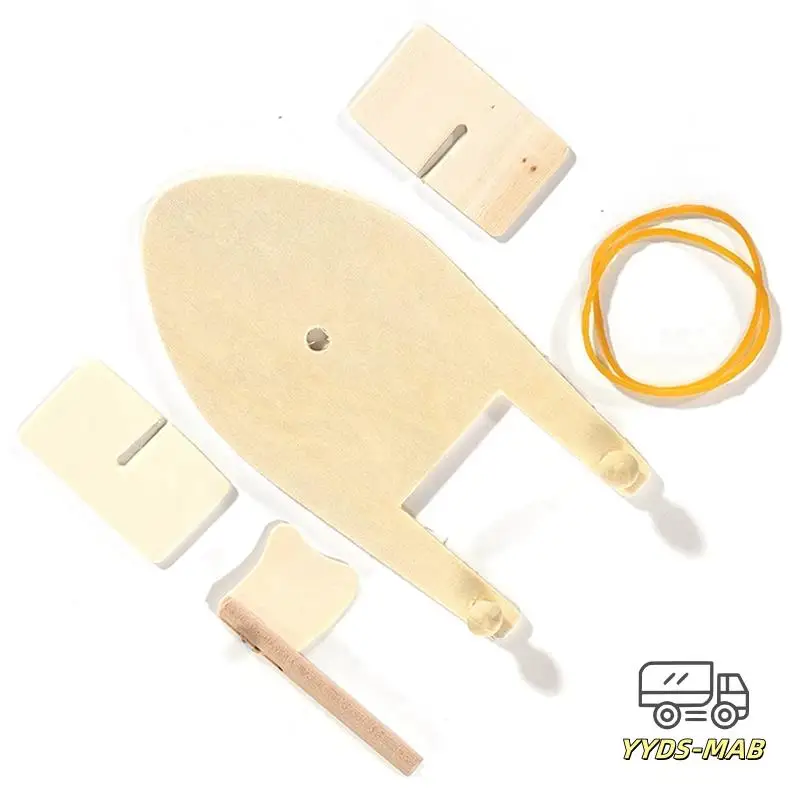 48X DIY Wooden Sailboat Rubber Band Paddle Boat Paint And Decorate Wooden Sailboat Embryo Model Handmade Materials Craft