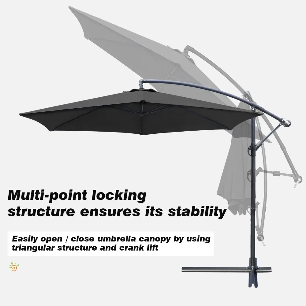 Outdoor Patio Chaise Chair (Set of 2) with 10FT Umbrellas, 5-Position Waterproof Sun Lounger, for Pool, Garden, Black 2