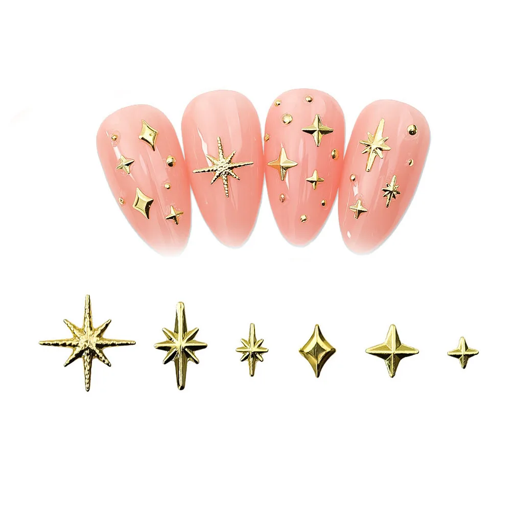 Assorted Gold & Silver Star Nail Art Charms - 100pcs Stylish Manicure Accessories