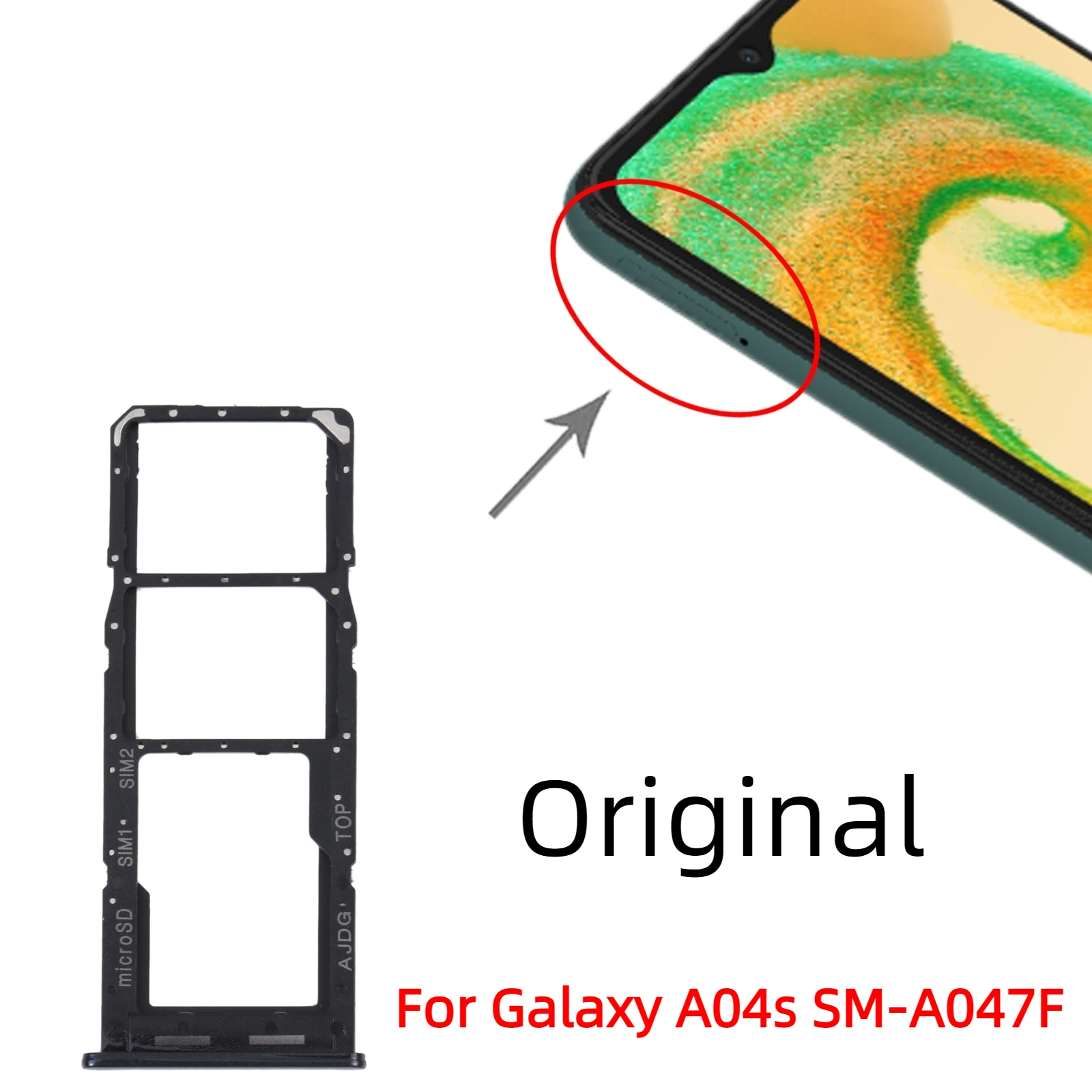 Original For Samsung Galaxy A04S Sm-A047F A04 Sm-A045F Sim Card Tray+Sim Card Tray+Micro Sd Card Tray