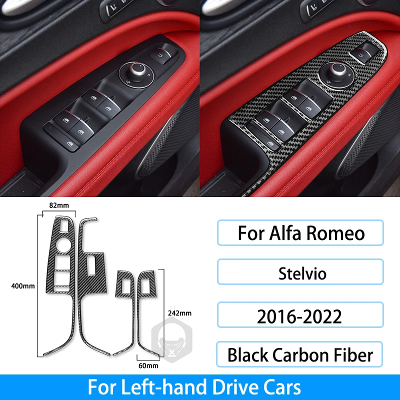 YIWANG Cornici Maniglia Interna Per Alfa Romeo Stelvio 2017-2020 – ABS Cromato Effetto Carbonio, 2 Pezzi
