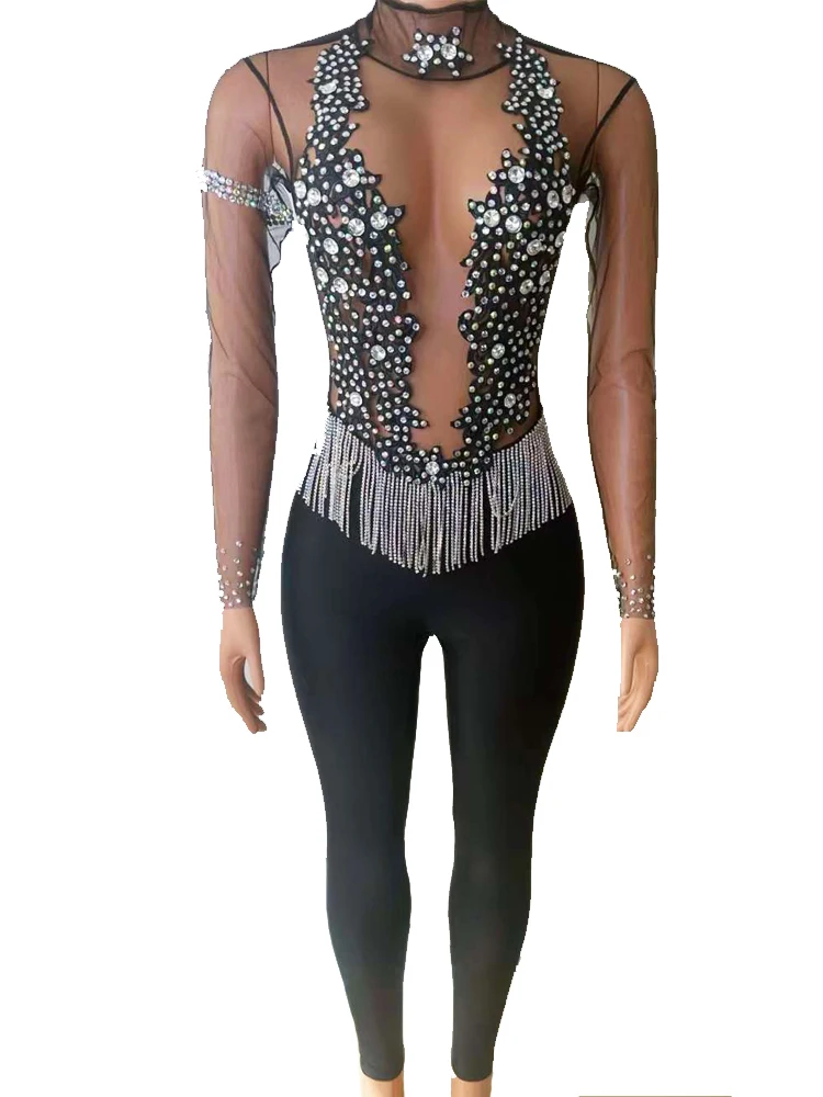 

Сексуальное прозрачное черное Сетчатое Женское боди, женский комбинезон для ночного клуба, комбинезон для фотосъемки, одежда для показа, поет, сценический костюм для выступления