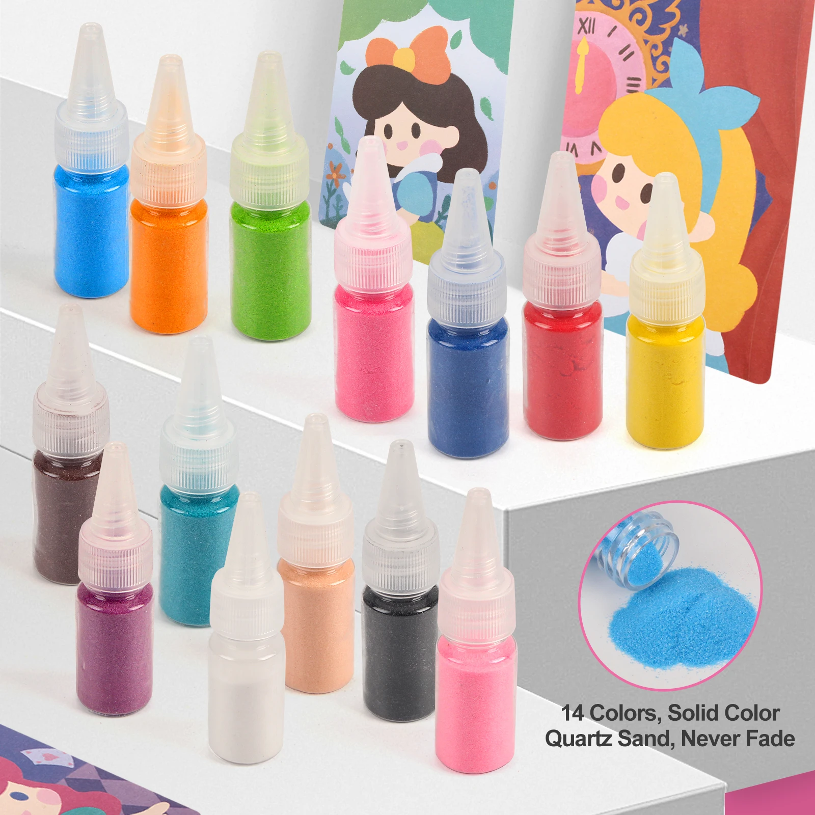 Sand Art Kit DIY Sand Painting Craft 12 Princess Sand Painting Cards 14 Color Montessori Toys Educational Toys For Kids Gifts 3
