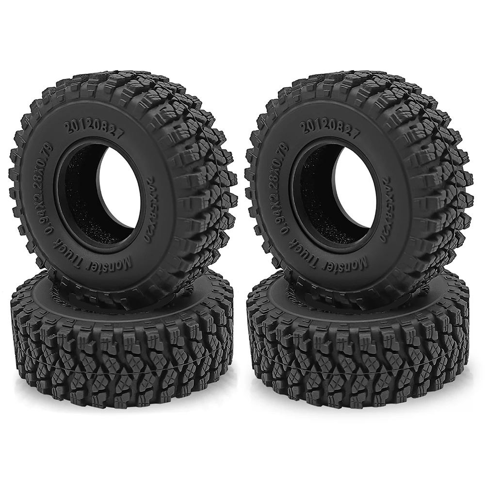 MIBIDAO 4 Stück 1,0 Zoll All-Terrain-Schlamm-Gummi-Radreifen für TRX-4M 1/18 Axial SCX24 1/24 RC Crawler Car Upgrade-Teile – Detail 12