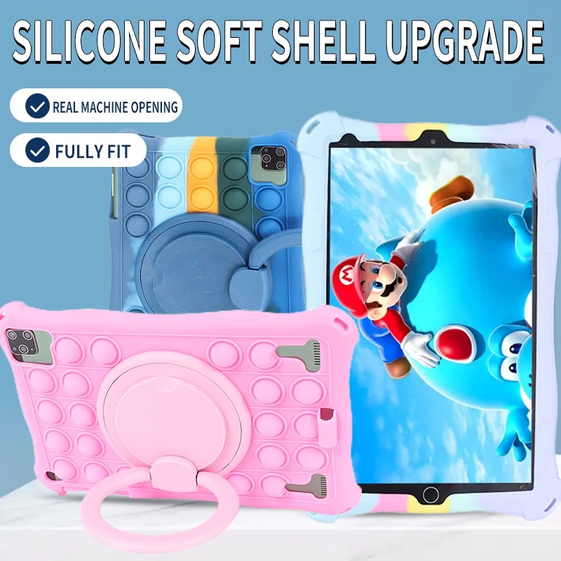 

10.1'' Universal Soft Silicone Case for 10 10.1 Inch Android Tablet PC 360° Rotatable Kids Soft Bubble Case Cover