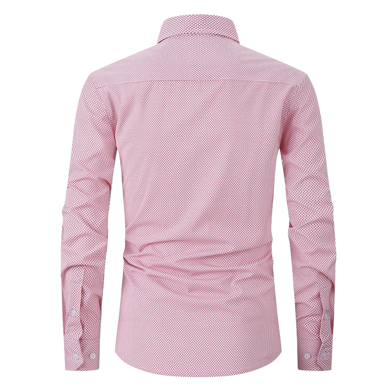 Spring Men's Social Shirts Long-Sleeved For Male Casual Slim Non Lron Formal Elegant Plaid Shirt Blouses Tops Man Clothing