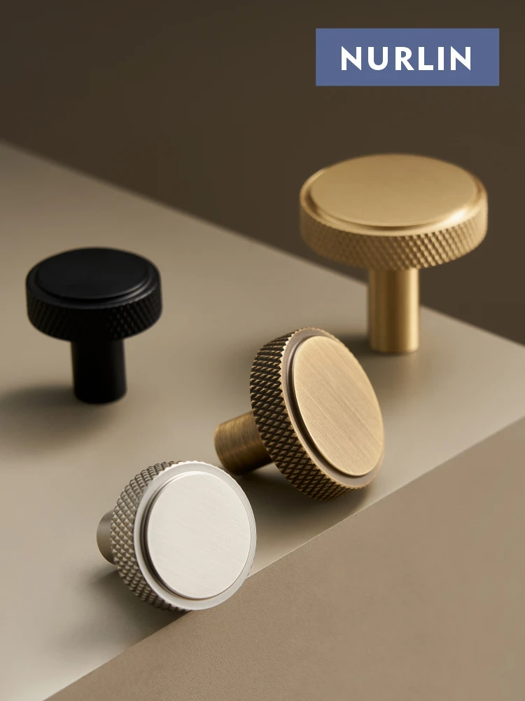 Solid Brass Knurled Cabinet Knobs Wardrobe Handle T-bar Antique Bronze Gold Black furniture handles kitchen door handles Multiple Sizes