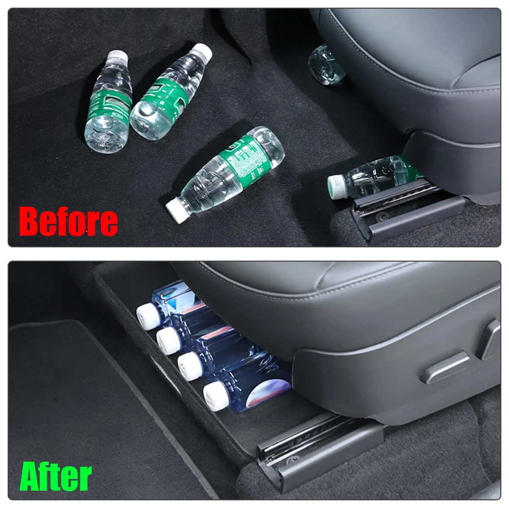 High Capacity Organizer Case Under Seat Hidden Box Felt Cloth Drawer Holder For Tesla Model Y Storage Box