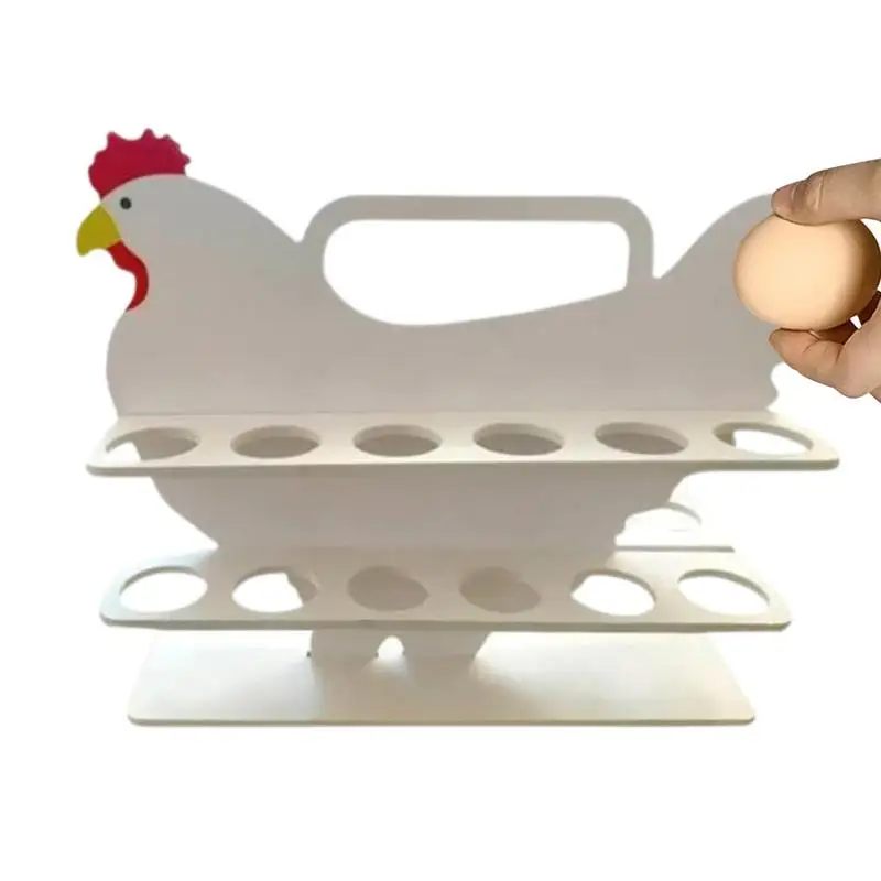 

Chicken Shaped Egg Holder portable Wooden Chicken-Shaped Egg Storage Holder For Countertop Cabinets Bakery Home Kitchen Storage