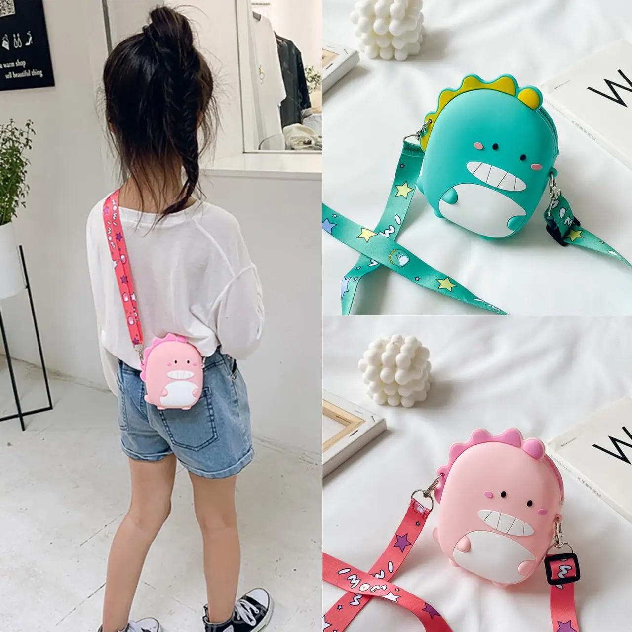 Cute Dinosaur Waist Bag Girl Lovely Travel Bag Mini Satchel Messenger Bags Wallet Children Backpack Silicone Child School Gifts