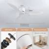 IRALAN 42inch/52inch Ceiling Fan without Light,6-Speed Reversible,Timer,Outdoor Bedroom Living Room-White/Black/Wood 6