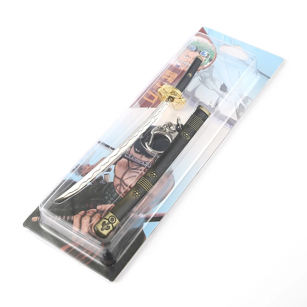 Cosplay Sword 15cm Roronoa Zoro Sword Blade Keychain OP Anime One Zoro Piece Yomato Sandai Kitetsu Weapon Katana 1:12 Equipment Toy Craft