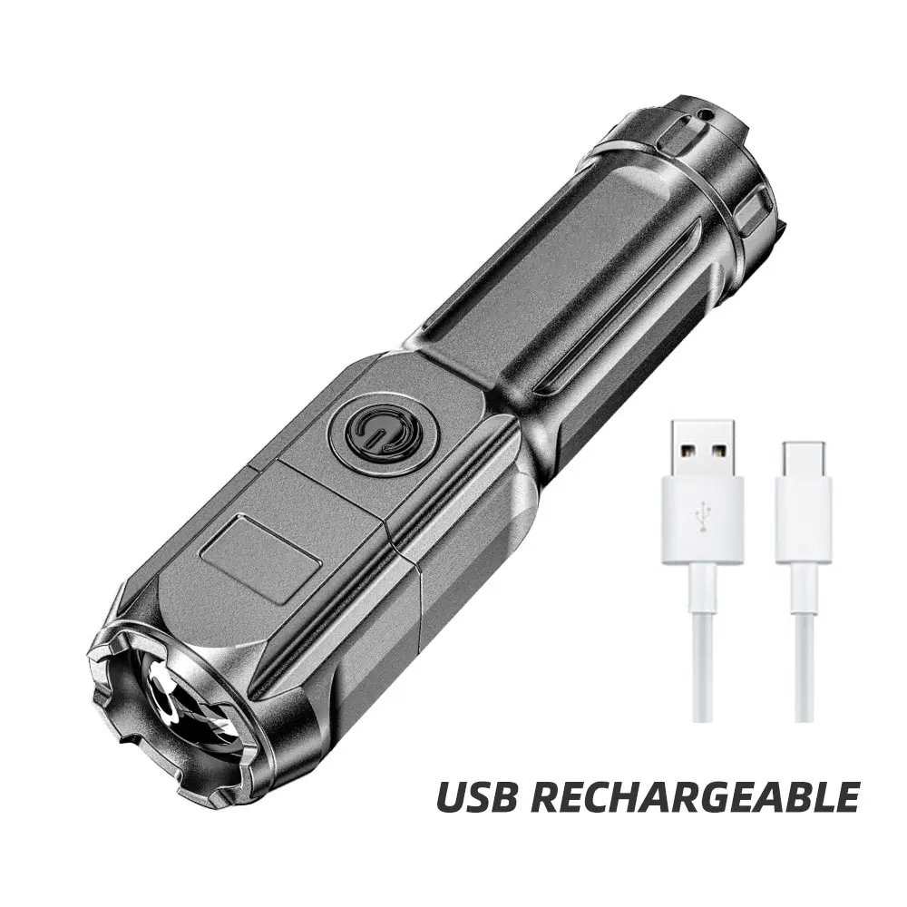 Lampe Torche LED Haute Puissance - Rechargeable USB - Portable - Étanche - Neuf