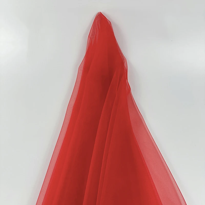 Elegant Red and Pink Tulle Mesh Fabric for Wedding and Bridal Wear