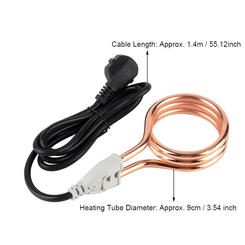 220V 1800W Electric Water Heater Electric Immersion Water Liquids Heater Portable Boiler for Home Travel Hot Heater