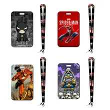 

Marvel Movies Anime Card Cover Captain America Spiderman Super Heroes Student Campus Card Hanging Bag Card Holder Lanyard ID Toy
