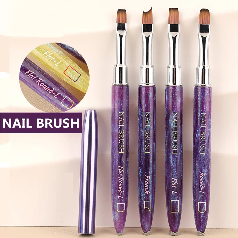 1PC Gel Brush Oval & Flat UV Gel Nail Art Brush Professional Design Brushes Salon Home DIY Manicure 3