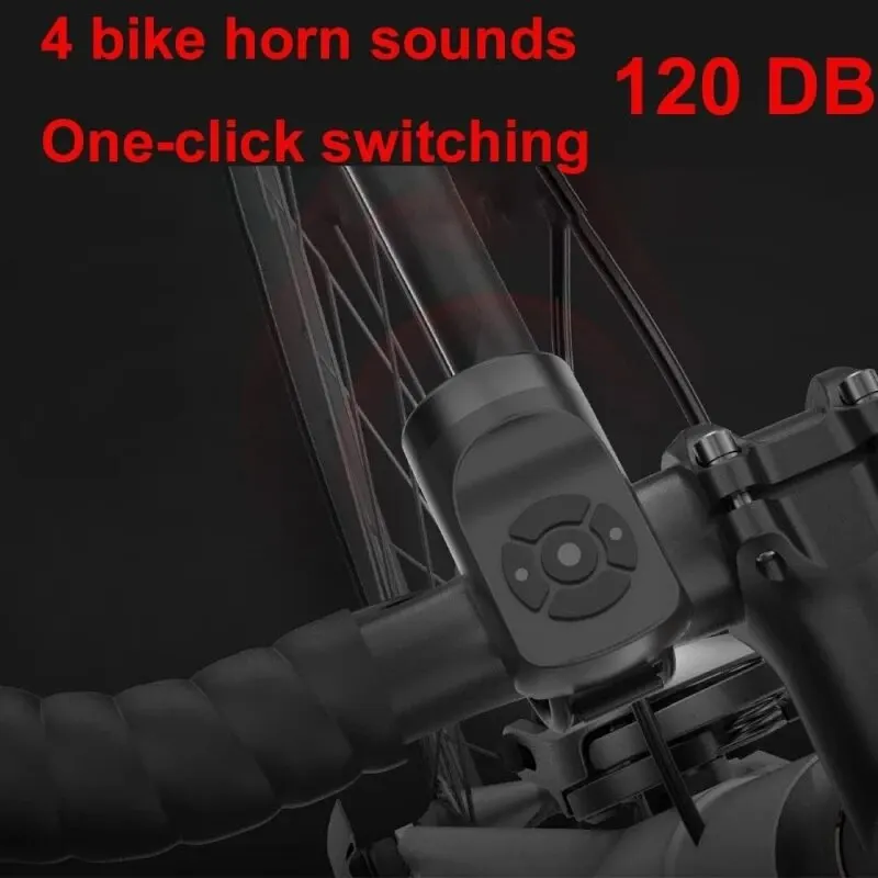 Electric Bike Horn Bicycle Bell Cycling Horn 4 Sound Modes Vibration Alarm Rechargeable Waterproof Smart Mountain Bicycle Accessories