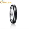 BONLAVIE 4mm Tungsten Carbide Ring Hammered Finish Grooved Black Wedding Band for Men Women Comfort Fit Rings Engagement Jewelry 1