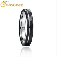 BONLAVIE 4mm Tungsten Carbide Ring Hammered Finish Grooved Black Wedding Band for Men Women Comfort Fit Rings Engagement Jewelry 1