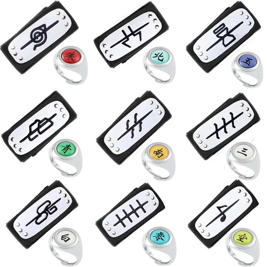 Naruto Akatsuki Rings Headbands Anime Figure Itachi Cosplay Accessories Props Jewerly Party Gifts