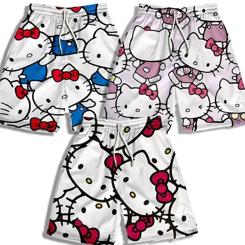 

Anime Cartoon Hello Kitty Summer Shorts Beach Pants for Both Couple Star Capes By Baggy Basketball Sports Casual Quarter Pants