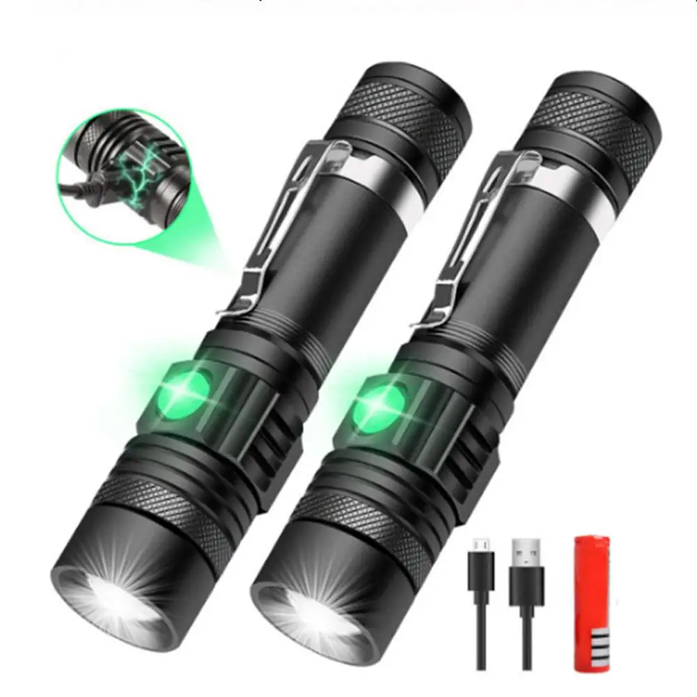 

Ultra Bright LED Flashlight With XP-L V6 LED Lamp Bead Waterproof Torch Zoomable 4 Lighting Mode Multi-function USB Charging