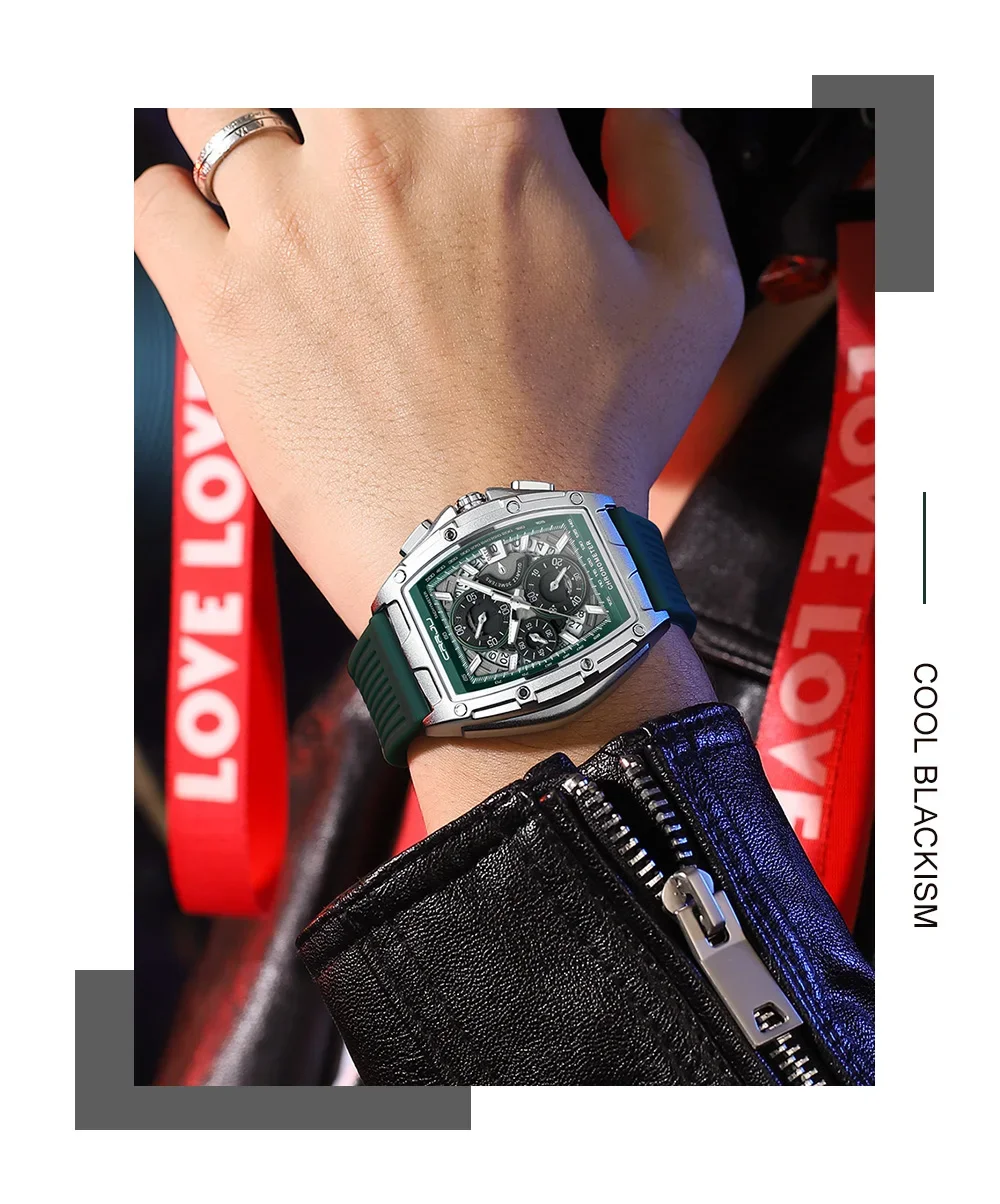 Top Brand Men's Watches Luxury Square Quartz Wristwatch Waterproof Luminous Chro