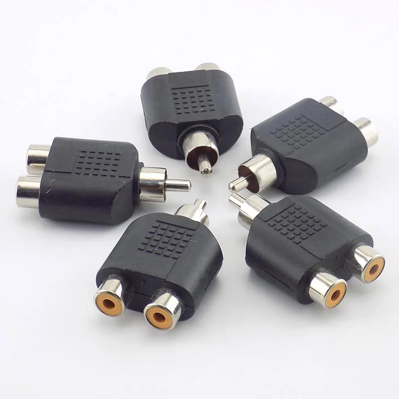 

5x RCA Male To 2 RCA Female Adapter AV Audio Cable Plug IN-LINE Converter Connector For CCTV Camera Security H10