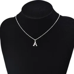 Silver Color A-Z English Alphabet Letter Pendants Necklaces For Women Metal Jewelry Simple Initial Chain Choker Collares