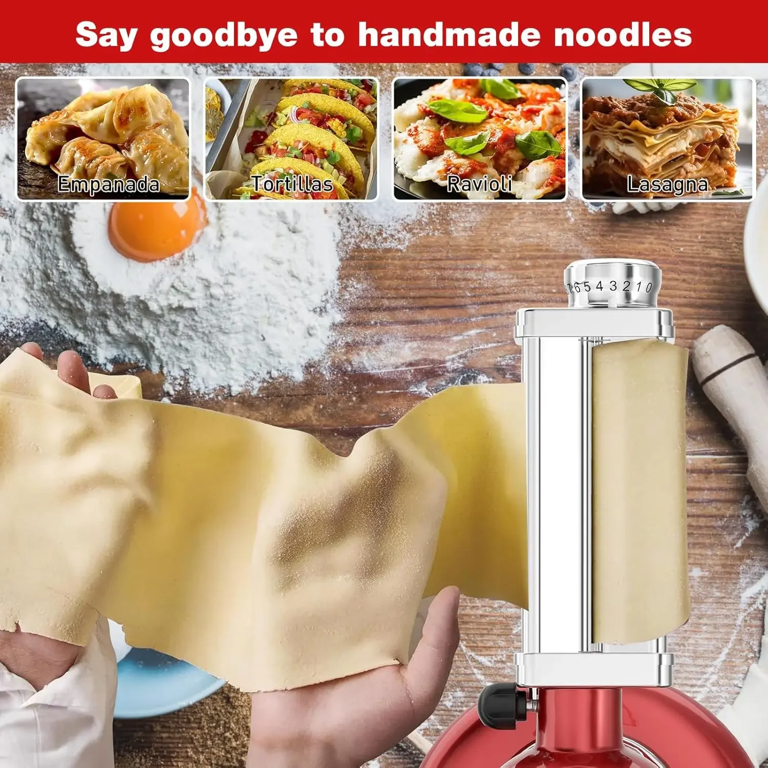 For all KitchenAid Stand Mixer Stainless steel Pasta Maker Attachments Pasta Sheet Roller