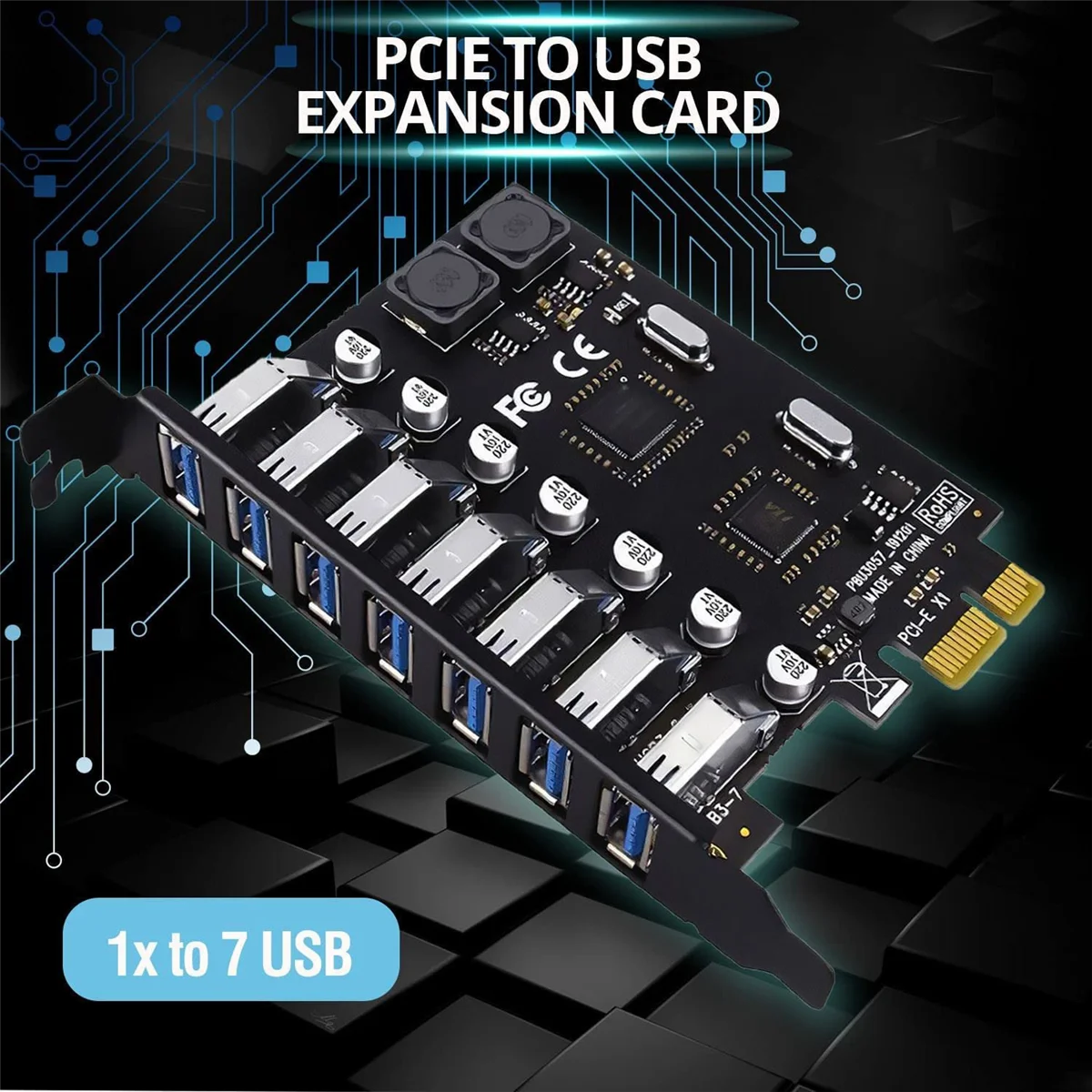 

7-портовая карта расширения USB 3,0 PCI Express, карта расширения PCIe для ПК, Linux / WindowsXP/ 7/ 8/8,1/10
