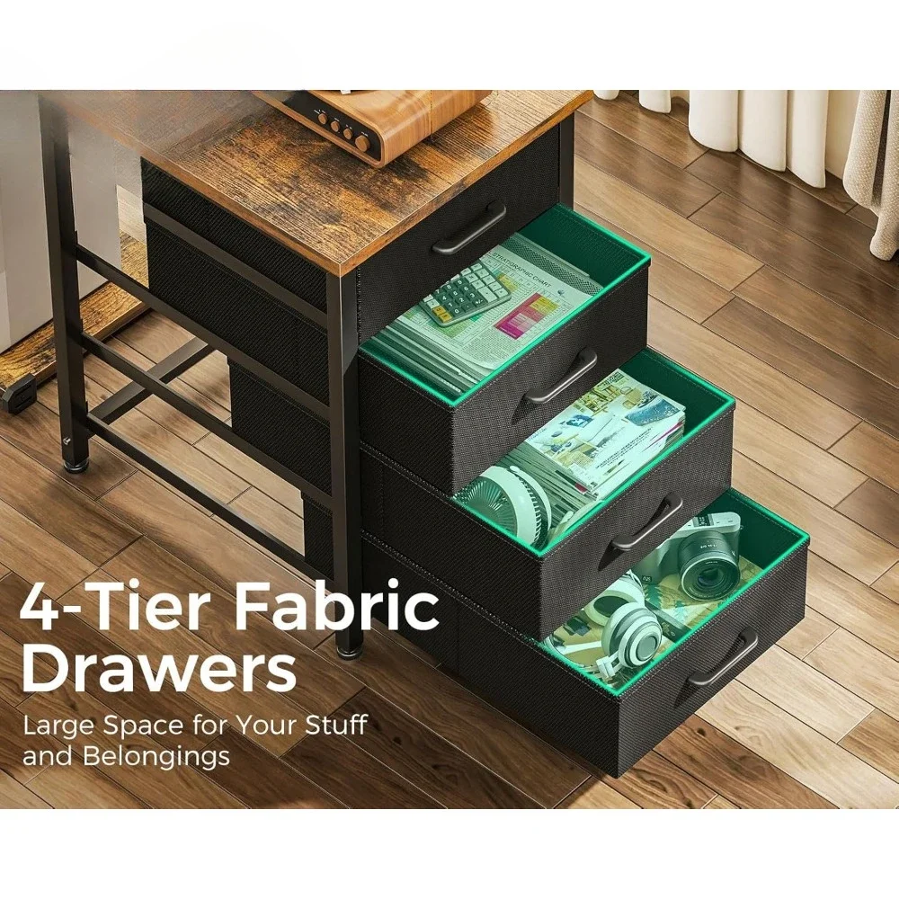 61" L Shaped Desk with 7 File Drawers, Gaming Desk with LED Light & Power Outlet, Reversible Home Office Desk 3