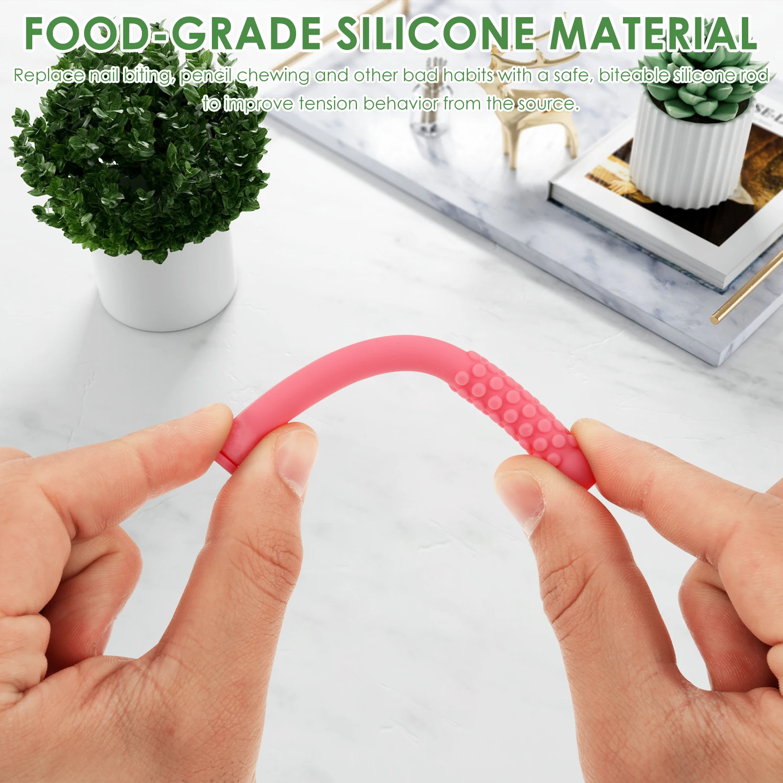 3Pcs/Set Chewable Essential Oil Breath Stick Silicone Chewable Aroma Stick Safe Portable Chewable Stick for Office Worker Adult