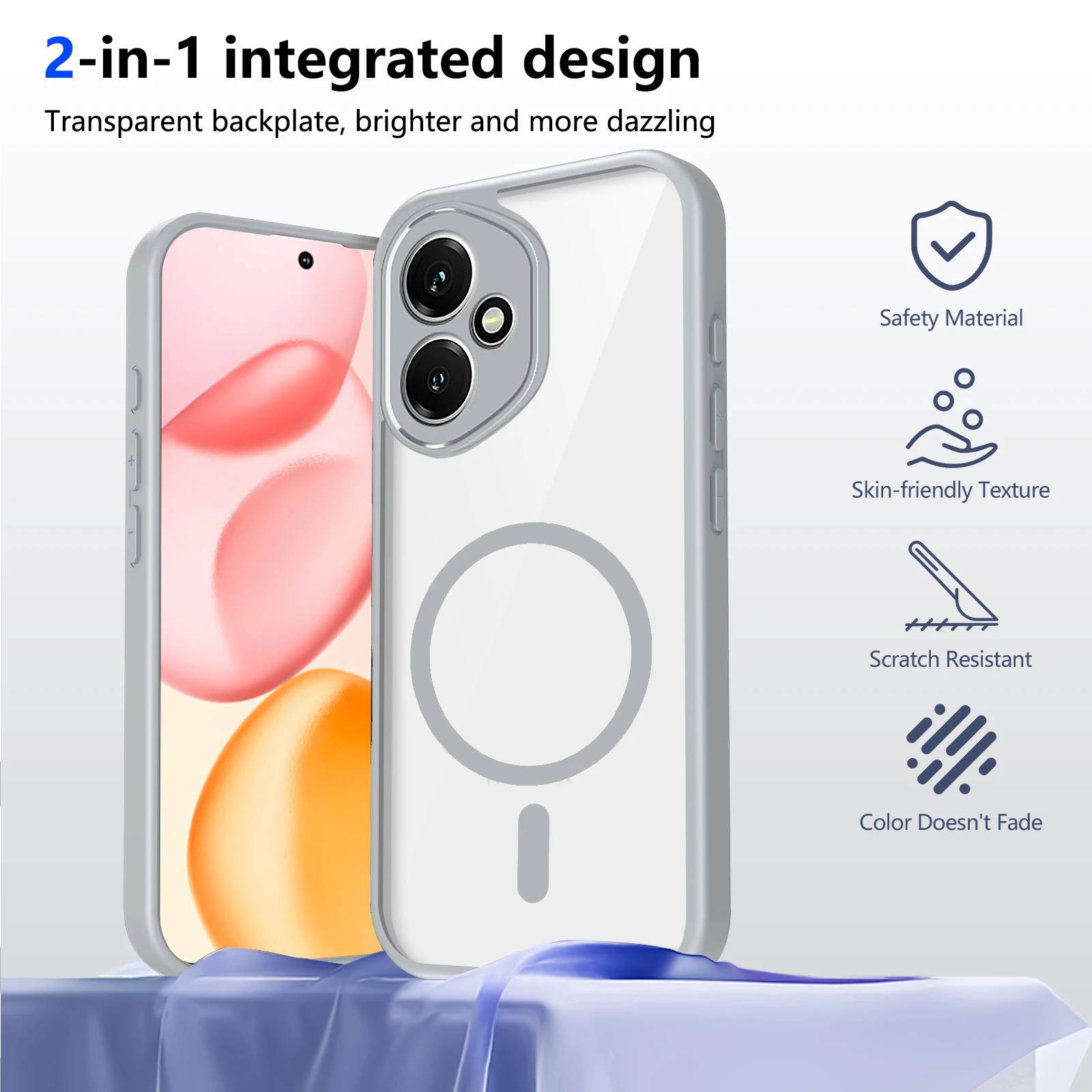 For Honor 400 Pro Magnetic Wireless Charging Protective Case - Anti-Fall Transparent Hard Shell