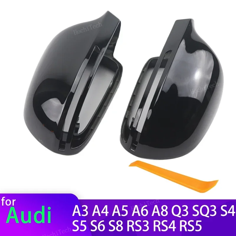 Carbon Fiber Look Black Mirror Cover Rearview Side Mirror Cap for Audi A3 A4 A5 A6 A8 Q3 SQ3 S4 S5 S6 S8 RS3 RS4 RS5 B8 B8.5 8P